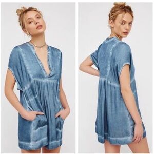 Free People Blue Rowan Boho Tunic Kimono Dress Size Small